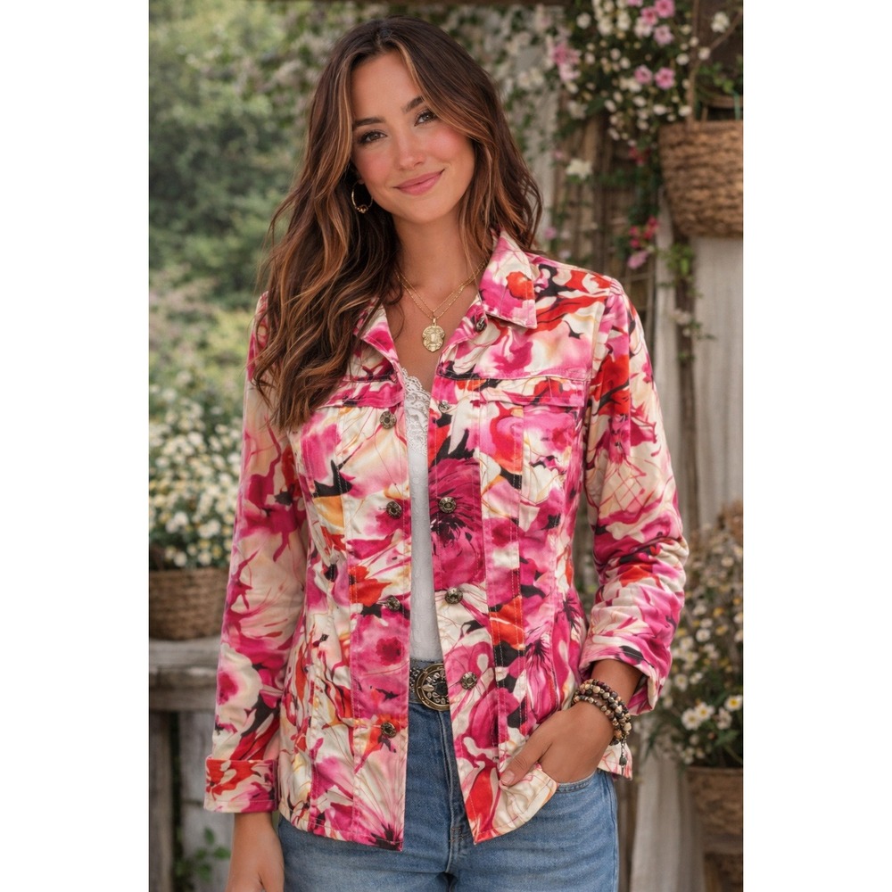 Laura Ashley Floral Jacket Womens Small‎ Pink Romantic Cottagecore Blazer